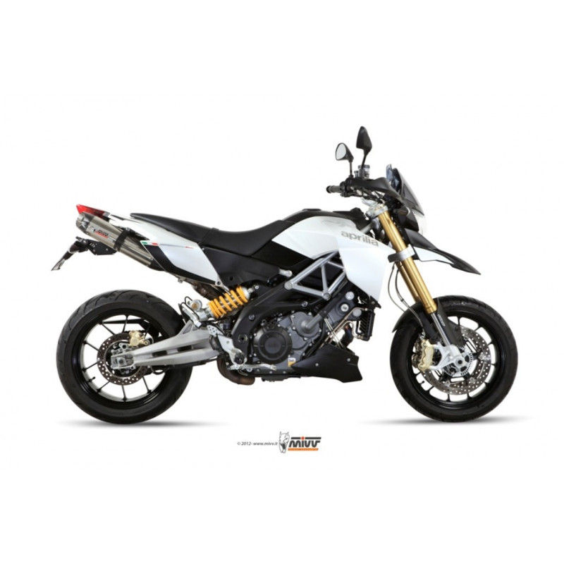 MIVV Aprilia Dorsoduro 750 2008 2016 Suono Sport 2 slip-on RVS met Carbon eindkap