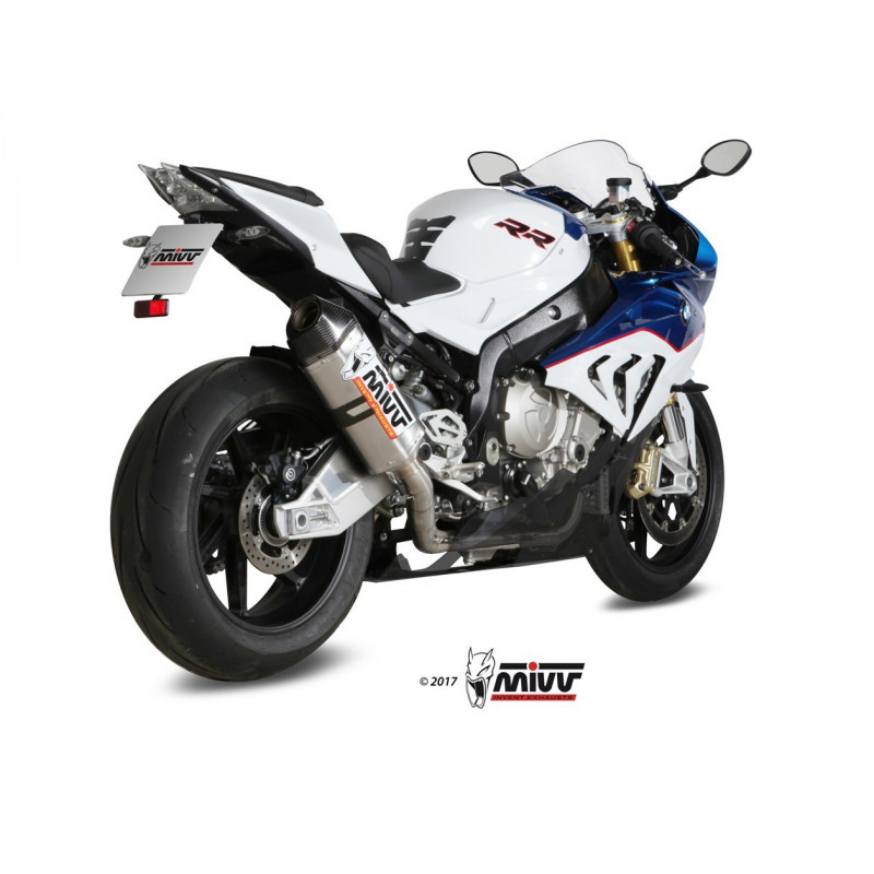 MIVV Bmw S 1000 RR 2015 2016 Speed edge Power steel Imp. compl./full sys. 4x2x1 RVS met Carbon eindkap