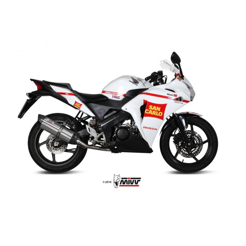 MIVV Honda Cbr 125 r 2011 2016 Suono Sport Imp. compl./full sys. 1x1 RVS met Carbon eindkap