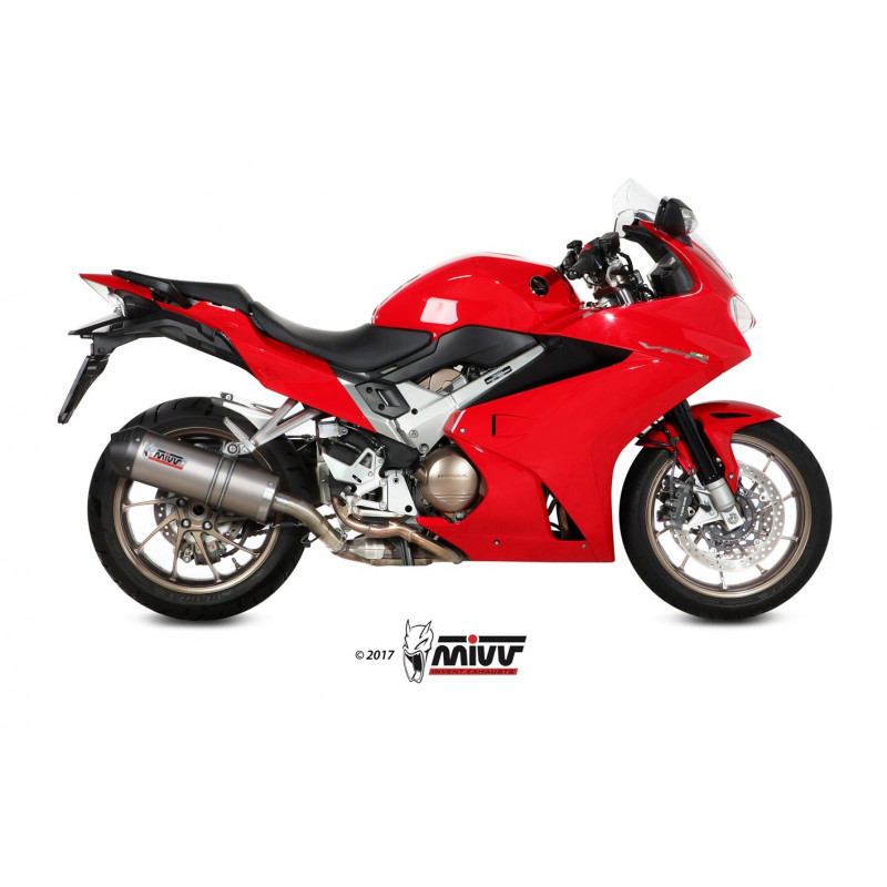 MIVV Honda Vfr 800 f 2014 Oval Sport Slip-on Titanium met Carbon eindkap