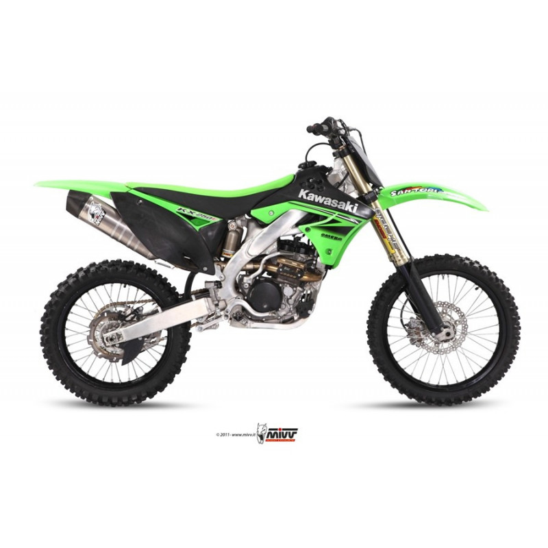 MIVV Kawasaki Kx 250 f 2009 2010 Oval Stronger cross new Imp. compl./full sys. 1x1 RVS met Carbon eindkap