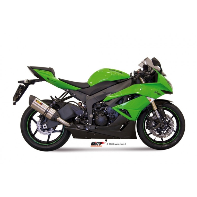 MIVV Kawasaki Zx-6 r 2009 2016 Suono Sport Slip-on RVS met Carbon eindkap