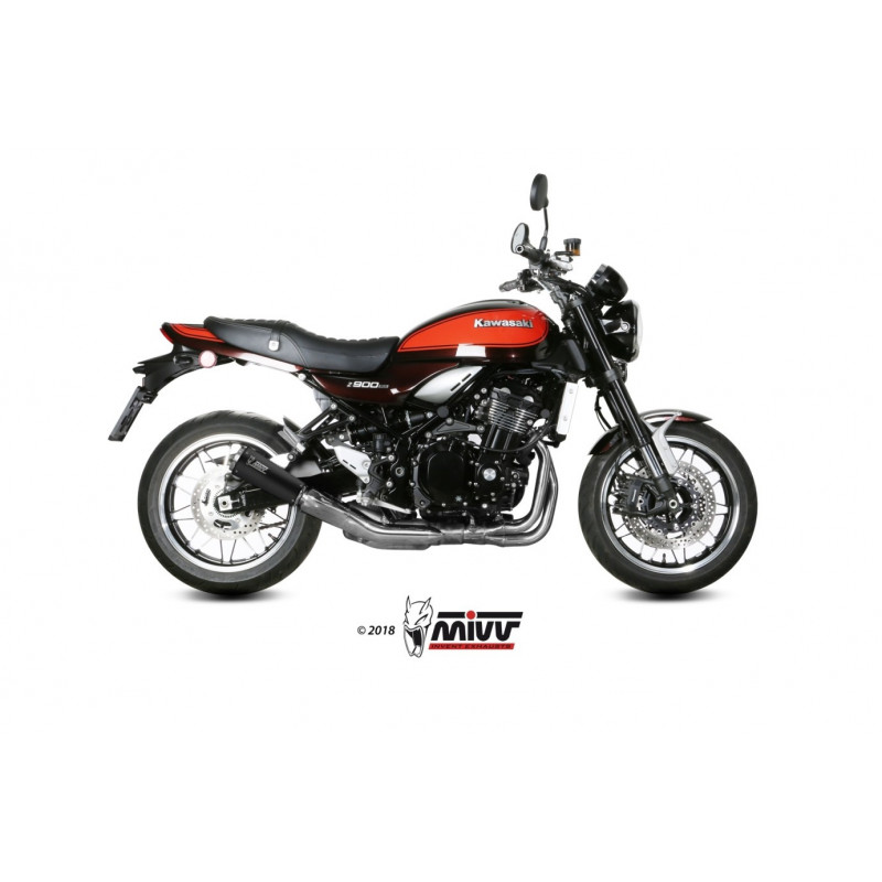 MIVV Kawasaki Z900 rs 2018 Ghibli Sport Slip-on Inox Keramisch zwart RVS