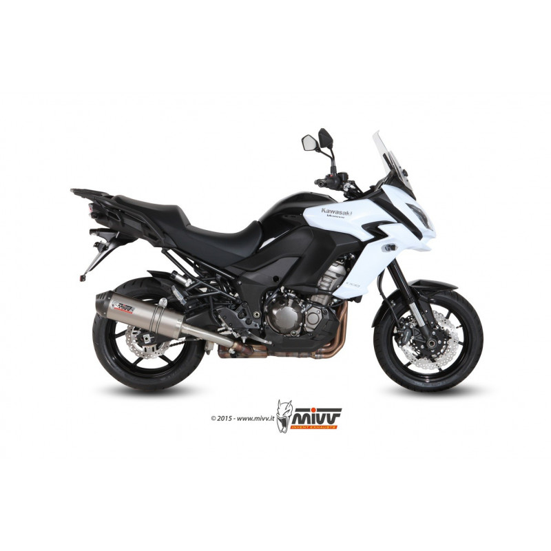 MIVV Kawasaki Versys 1000 2015 2018 Oval Sport Slip-on Titanium met Carbon eindkap