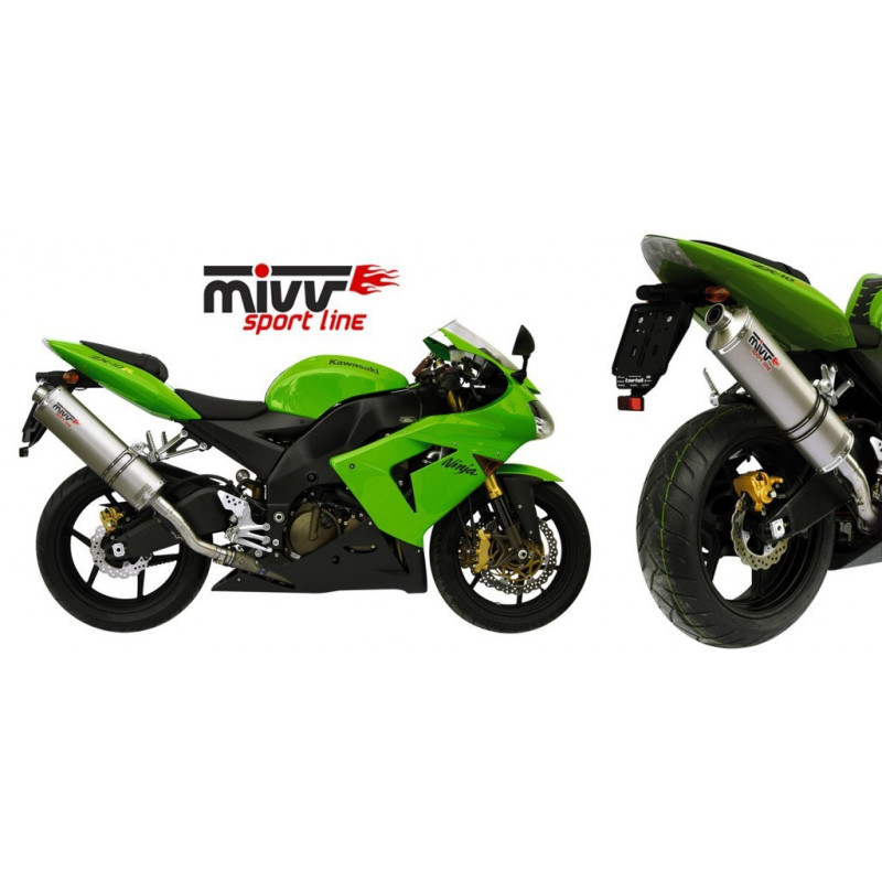 MIVV Kawasaki Zx-10 r 2004 2005 Oval Sport Slip-on RVS (Inox)