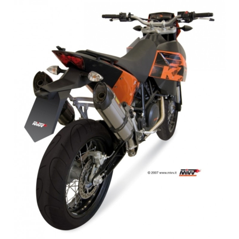 MIVV Ktm 690 sm 2007 2012 Suono Sport 2 bolt-on RVS met Carbon eindkap