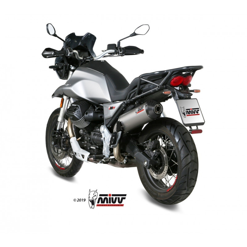 MIVV Moto guzzi V85 tt 2019 Oval Sport Slip-on Titanium met Carbon eindkap