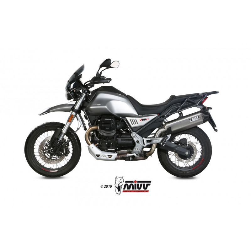 MIVV Moto guzzi V85 tt 2019 Speed Edge Sport Slip-on RVS met Carbon eindkap