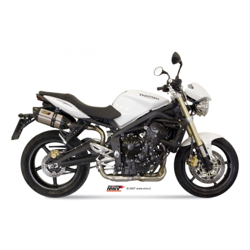 MIVV Triumph Street triple 2007 2012 Suono Sport 2 slip-on RVS met Carbon eindkap