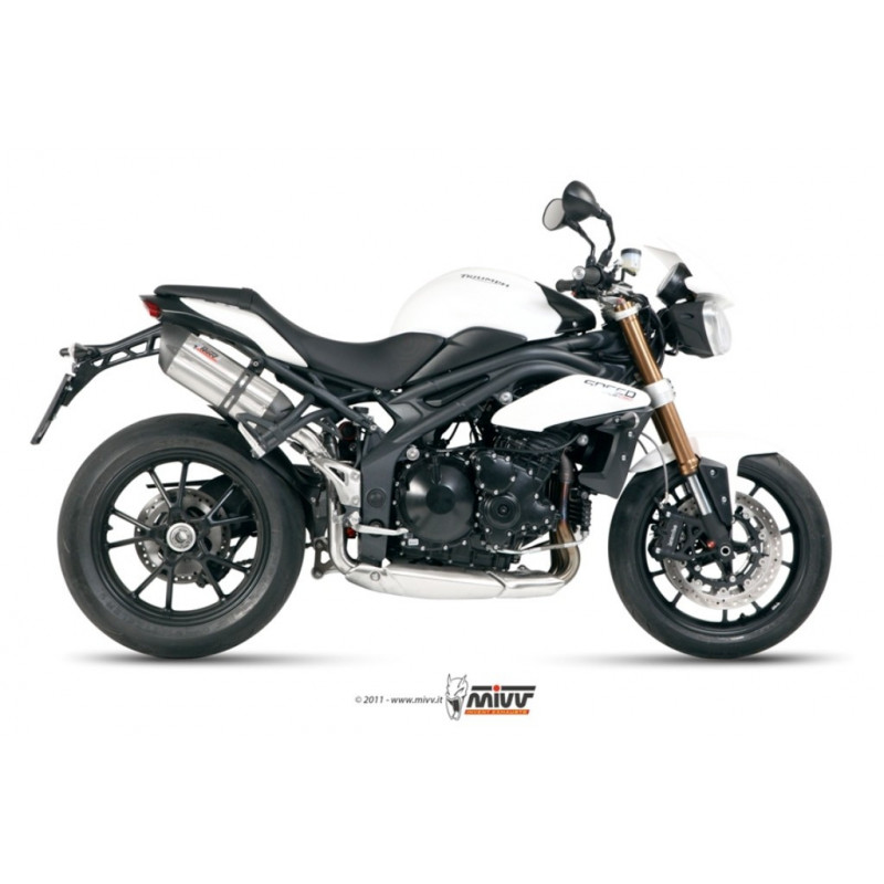 MIVV Triumph Speed triple 2011 2015 Suono Sport 2 slip-on RVS met Carbon eindkap