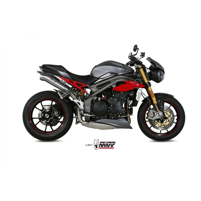 MIVV Triumph Speed triple 2016 2017 Ghibli Sport 2 slip-on RVS (Inox)