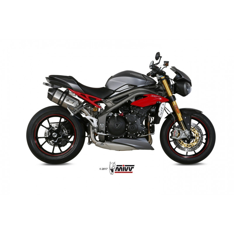 MIVV Triumph Speed triple 2016 2017 Speed Edge Sport 2 slip-on RVS met Carbon eindkap