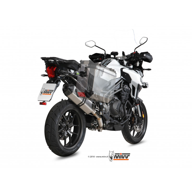 MIVV Triumph Tiger explorer 1200 2016 Speed Edge Sport Slip-on RVS met Carbon eindkap