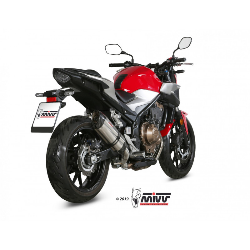 MIVV Honda Cb 500 f 2019 Suono Sport Slip-on RVS met Carbon eindkap