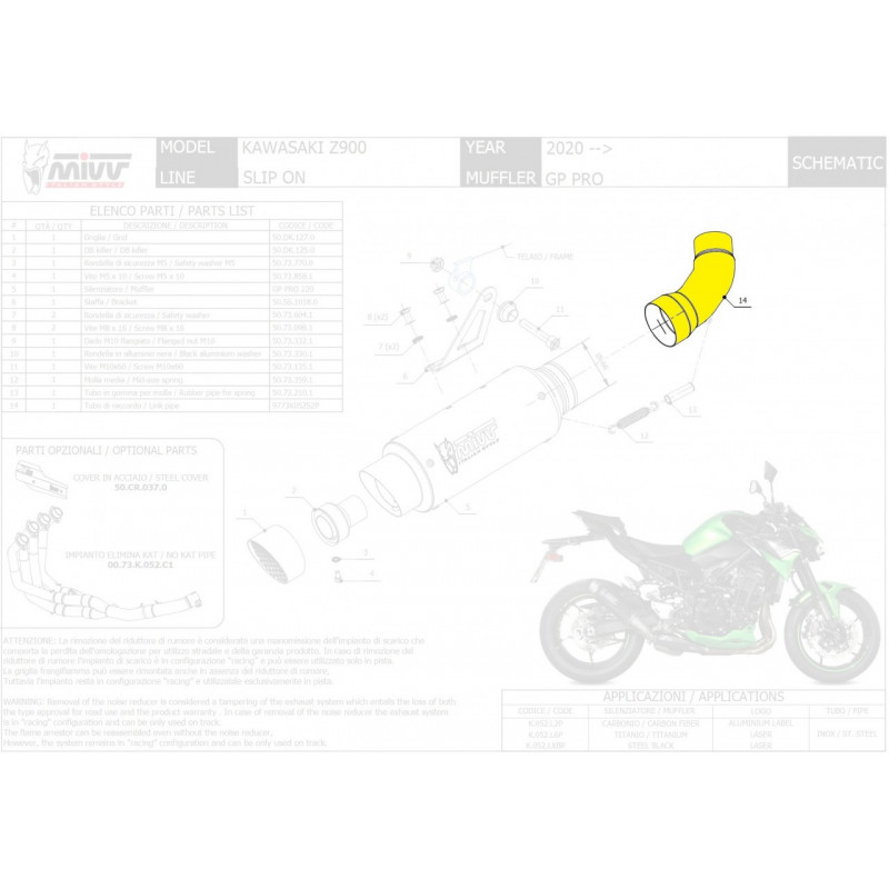 9773K052S2P-MIVV verbindingsbuis voor voor Kawasaki Z 900 20-