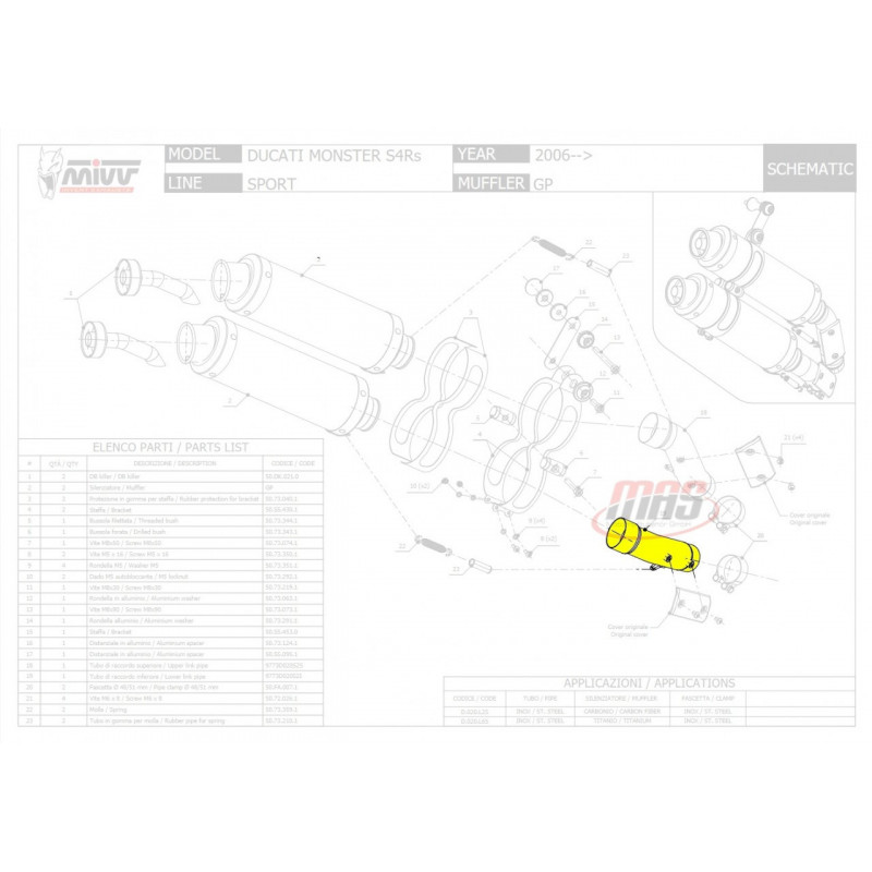 MIVV verbindingsbuis Ducati Monster 1000 S4Rs ´06