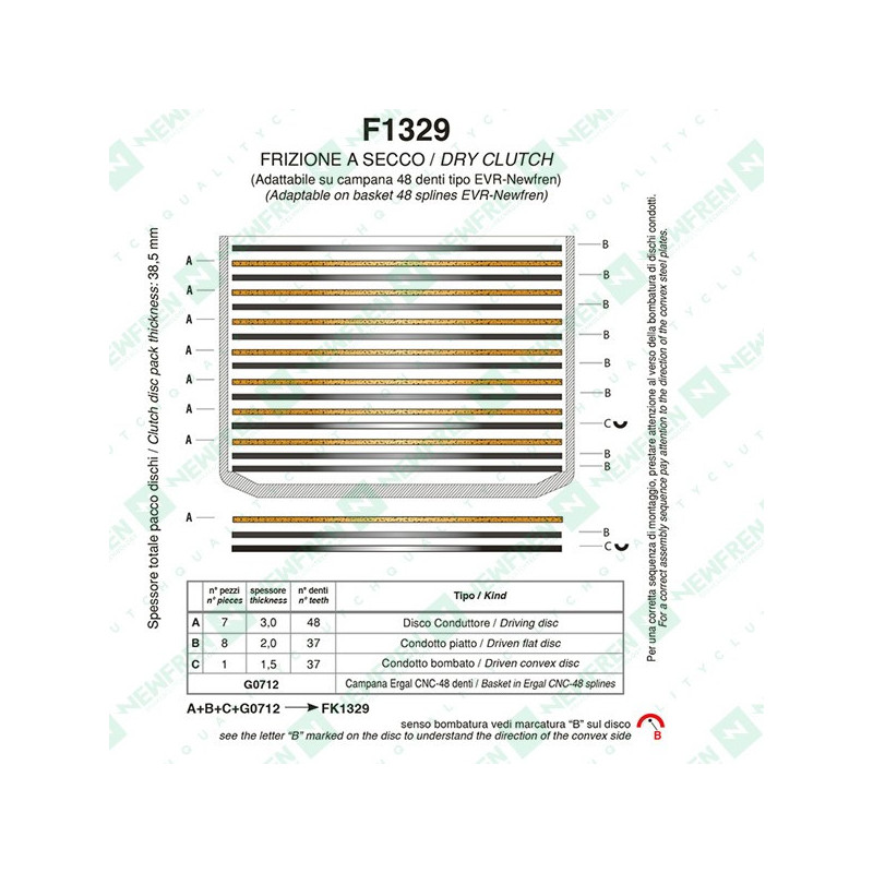 F1329YC-Newfren compleete koppeling Pro Race z48