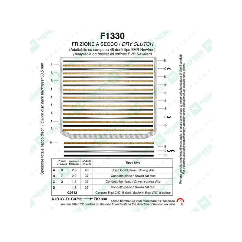 F1330YC-Newfren compleete koppeling Pro Race z48