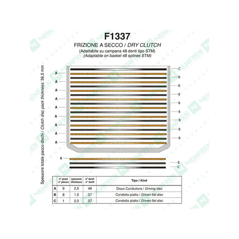 F1337Y-Newfren Lammellenkoppeling Pro Race z48