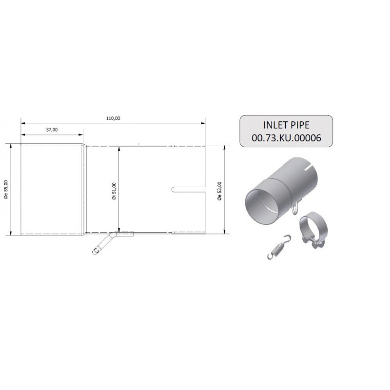 MIVV verbindingsbuis 55 -- 51 mm