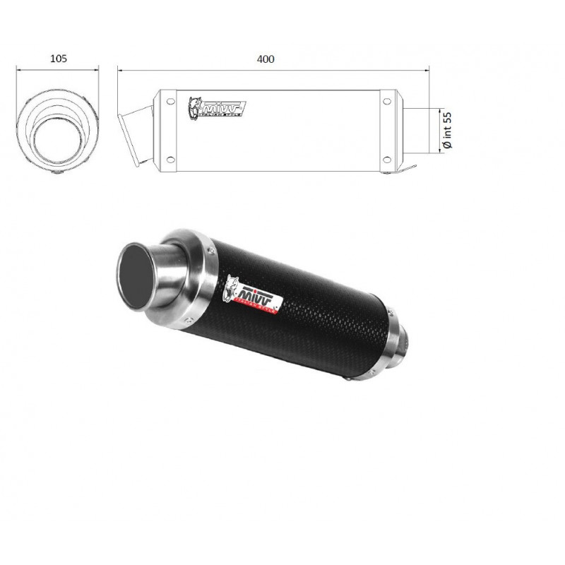 MIVV UNIVERSAL uitlaat rechts GP CARBON 55mm