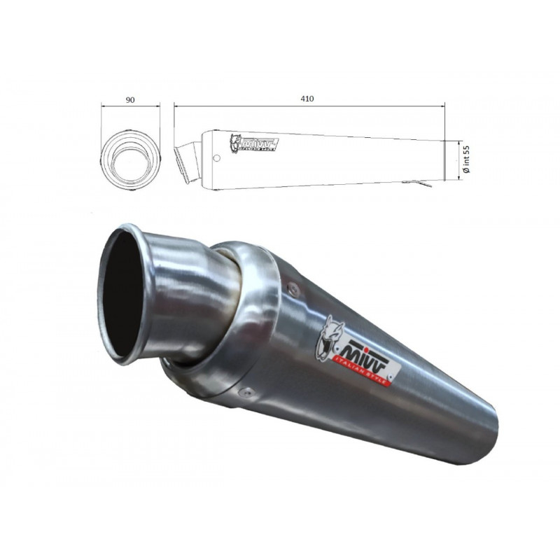 MIVV UNIVERSAL uitlaat rechts X-CONE 90 ST. STEEL 55mm