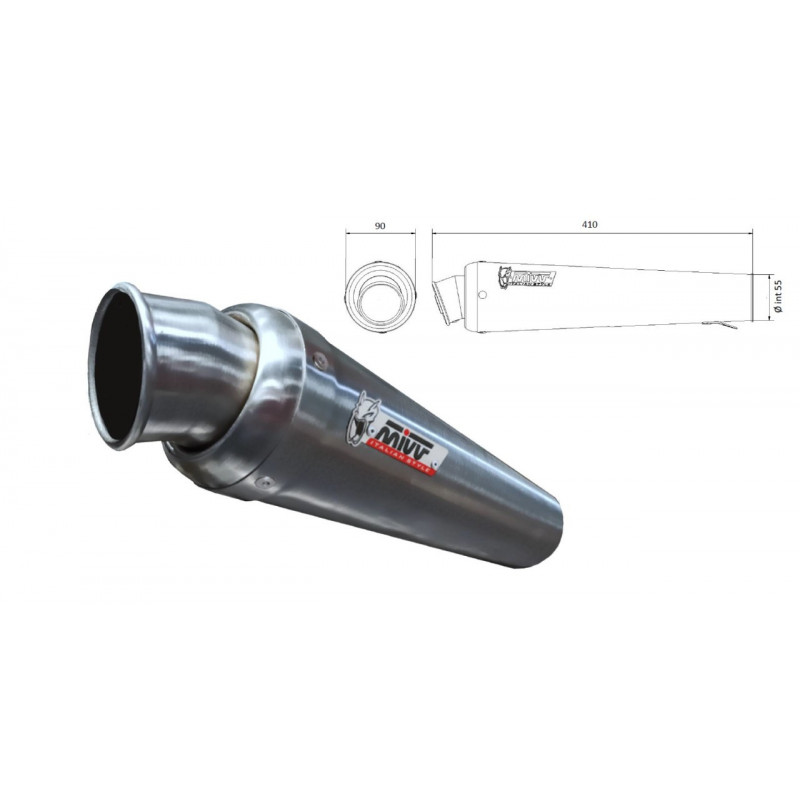 MIVV UNIVERSAL uitlaat links X-CONE 90 ST. STEEL 55mm