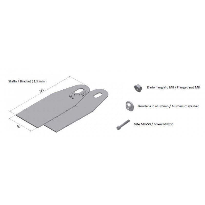 MIVV Montageset voor 00.73.KU.002.SC3 - UNIVERSAL uitlaat links